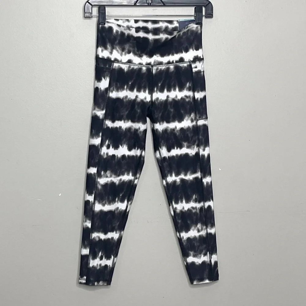 DSG High Rise/Mid‎ Rise Girls Tights, Sz 7/8, Stripe Dye Black, NWT